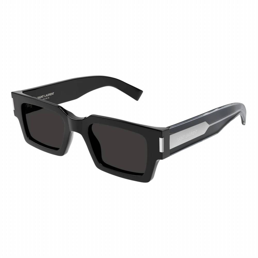 NEW SAINT LAURENT unisex recycled acetate sunglasses in black crystal grey